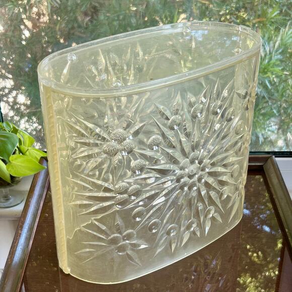 Vintage Lucite Sunburst Trash Can – Mid-Century Clear Oval Wastebasket - Picture 3 of 12